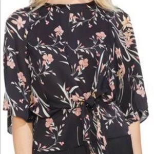 Vince Camuto Womens Short Bell Sleeve Tie Front Blouse